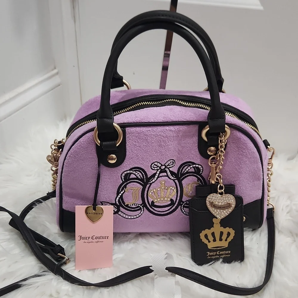 🔹Juicy Couture 🔹️Juicy Lovers  Violet/tulle Purple Terry Cloth Club Bowler Bag